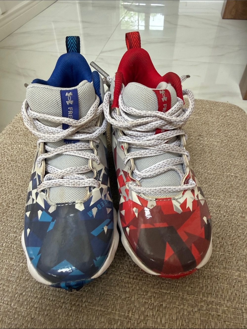 Under Armour Kids Sneakers - Blue & Red Geometric Pair